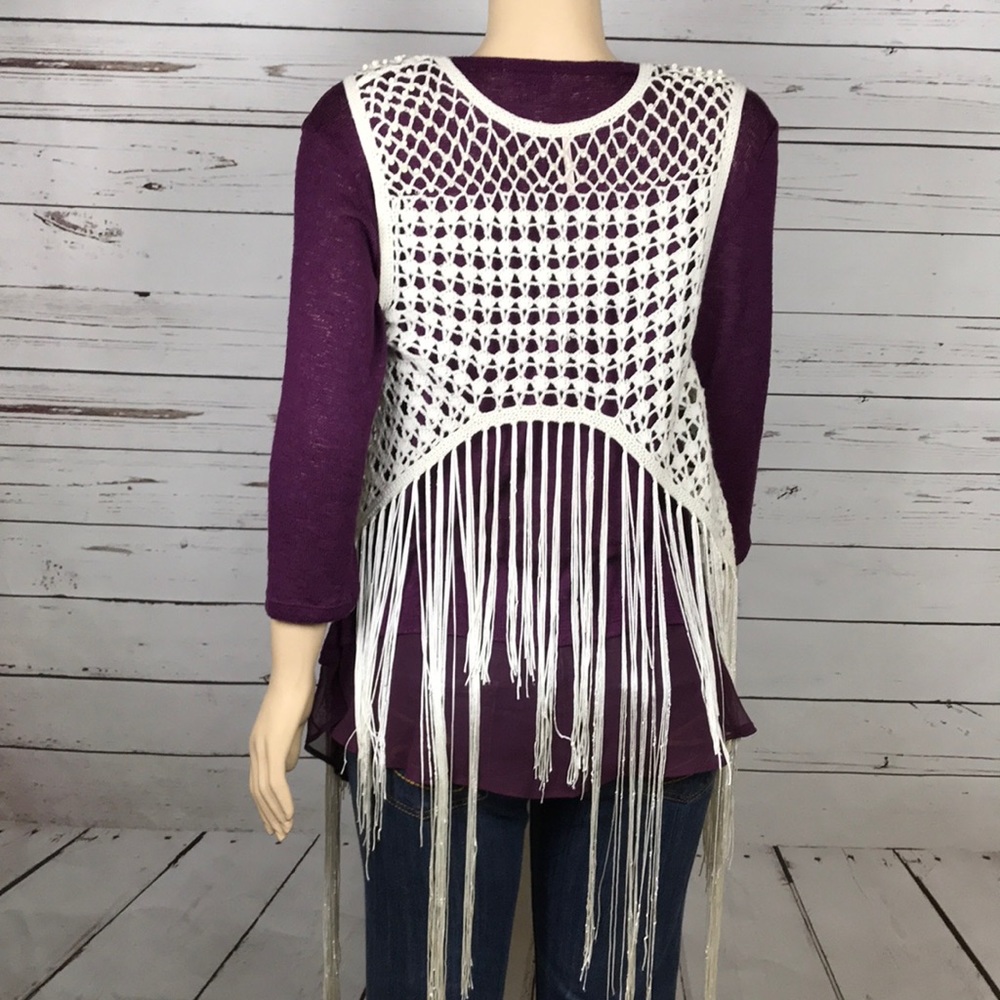 5 for $20 Fringe crochet vest festival wear size M - Picture 3 of 3